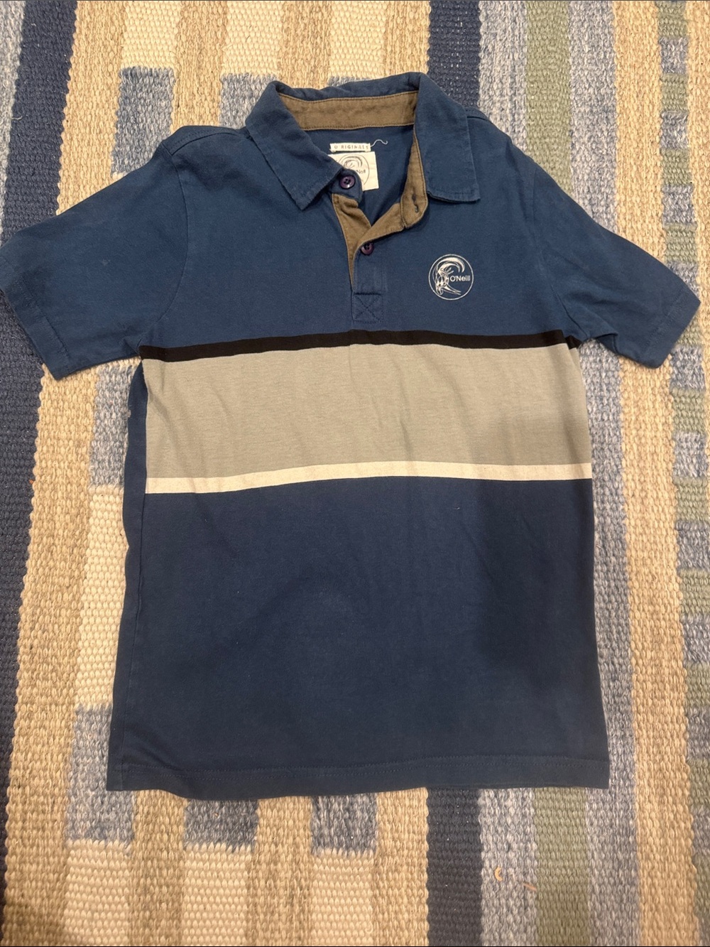 O'Neill Navy and Gray Striped Polo Youth